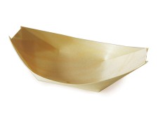 Fingerfood-Schale aus Holz schiffchenförmig 13 x 8 cm, 100 Stk.