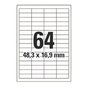 Etiketten Labels selbstklebend wei 48.3 x 16.9mm auf DIN A4, 6400 Stk.