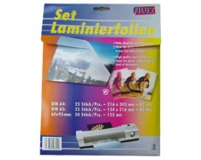 FILUX Laminierfolien Set A4, A5 und Visitenkartengrsse, 100 Stk.