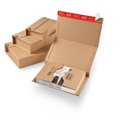 ColomPac Universalverpackung Wickelverpackung starke B-Welle 430 x 300 x -100mm mit Selbstklebeverschluss & Aufreifaden