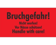 Hinweisetiketten rot BRUCHGEFAHR/NICHT WERFEN/NÄSSE SCHÜTZEN 145x76mm, 1000 Stk.
