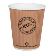 BIO Thermo-Riffelbecher CoffeeToGo PLA bis 100C  | 200ml, 8cm, 25 Stk.