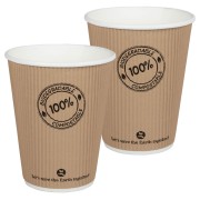 BIO Thermo-Riffelbecher CoffeeToGo PLA bis 100C  | 250ml, 9cm, 25 Stk.