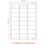Etiketten Labels selbstklebend wei 63.5 x 33.9mm auf DIN A4, 2400 Stk.