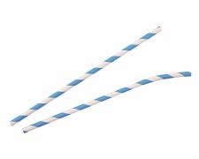 Papiertrinkhalme mit Knick gestreift hellblau-weiß, bis 20 cm Ø 6 mm, 100 Stk.