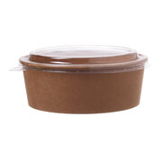 Salatschalen braun aus Pappe/PLA mit Deckel transparent aus RPET 1000ml, 50 Stk.