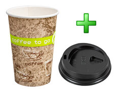 Kaffeebecher Coffee ToGo COFFEE DREAMS mit Deckel schwarz 10oz. 250 ml, 100 Stk.
