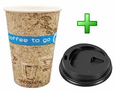 Kaffeebecher Coffee ToGo DREAMS mit Deckel schwarz 300 ml hoch + schmal 100 Stk.