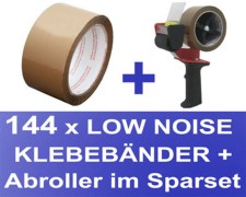 144 Stk. Packband Klebeband OPP-909NN 50mmx66m, Low Noise braun + Abroller