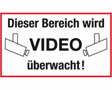 Hinweisschild - Dieser Bereich wird videoüberwacht - mit Kamera-Symbol