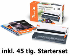 PEACH PB300-15 Wire Binder, Drahtbindegerät inkl. 45 teiligem Starterset