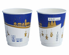 BIO Doppelwand Heißgetränkebecher Winterlandschaft bis 90°C 200ml, 35 Stk