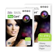 ProCart Inkjet Hochglanz Fotopapier Glossy, 210gr/m², für A3, 20 Stk.