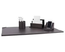 PAVO Premium Broset Schreibtischset braun Kunstleder 70x45cm schick 4-teilig