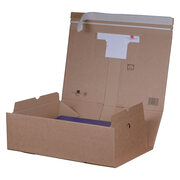 Versandkarton 215x155x40mm PACKBOX mit Selbstklebeverschluss & Aufreifaden braun fr A5+