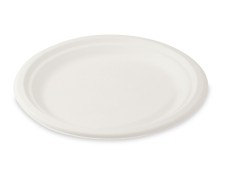 Bio Grillteller Fleischteller rund aus Zuckerrohr Bagasse  22 cm, 50 Stk.