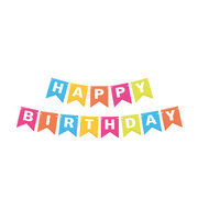 Papiergirlanden Geburtstag HAPPY BIRTHDAY bunt, 16 x 20 cm Buchstaben + 5m Band