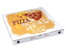 Pizzakarton aus Mikrowellpappe mit neutralem Motiv, 34 x 34 x 3 cm, 100 Stk.