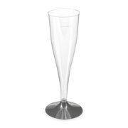 Einweg-Sektglas Champagnerglas glasklar mit schwarzem Fu 100ml PS, 20 Stk.