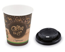 Kaffeebecher M Cappuccino To Go mit Trinkdeckel schwarz 200 ml 280 ml 100 Stk.