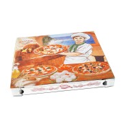 Pizzakarton aus Mikrowellpappe mit neutralem Motiv, 32,5 x 32,5 x 3 cm, 100 Stk.