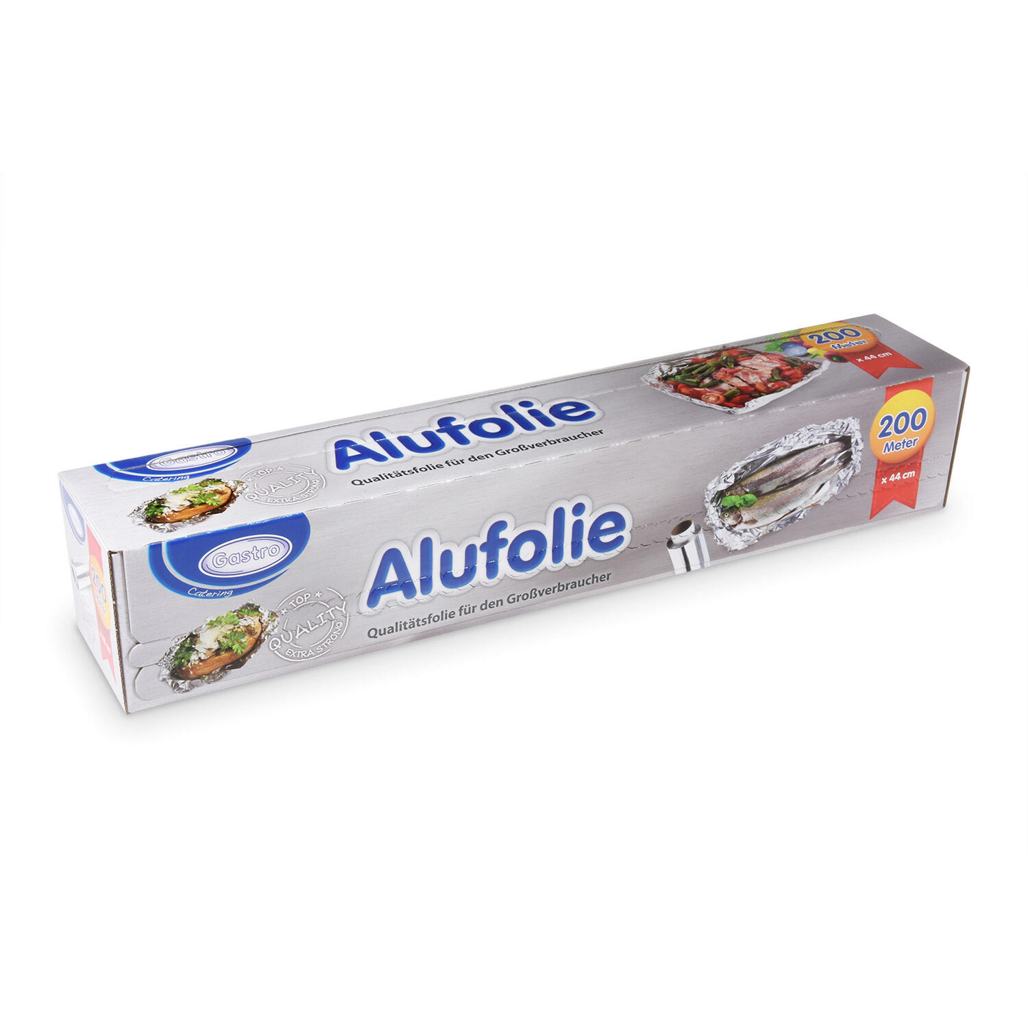 Alufolie in praktischer Spenderbox mit Abreiss-Schiene 44 cm x 200 m, 11 my