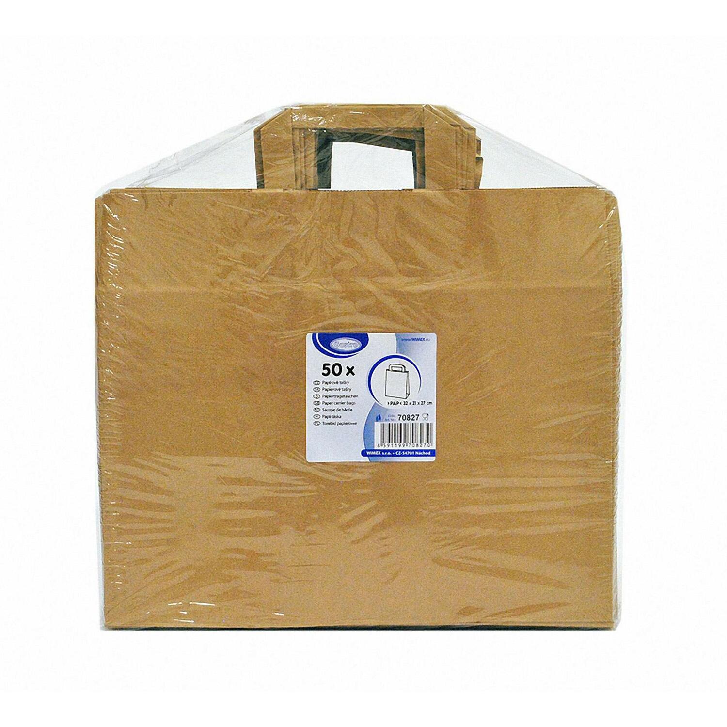 GASTRO Papiertragetaschen 33 x 32 x 21 cm mit EAN-Code braun,  50 Stk.