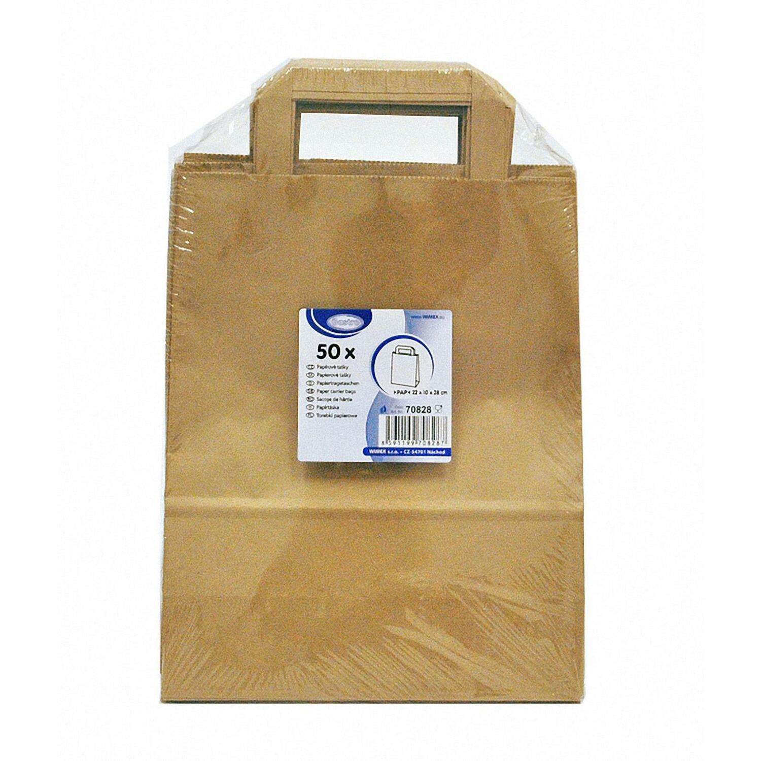 GASTRO Papiertragetaschen 28 x 22 x 10 cm mit EAN-Code braun,  50 Stk.