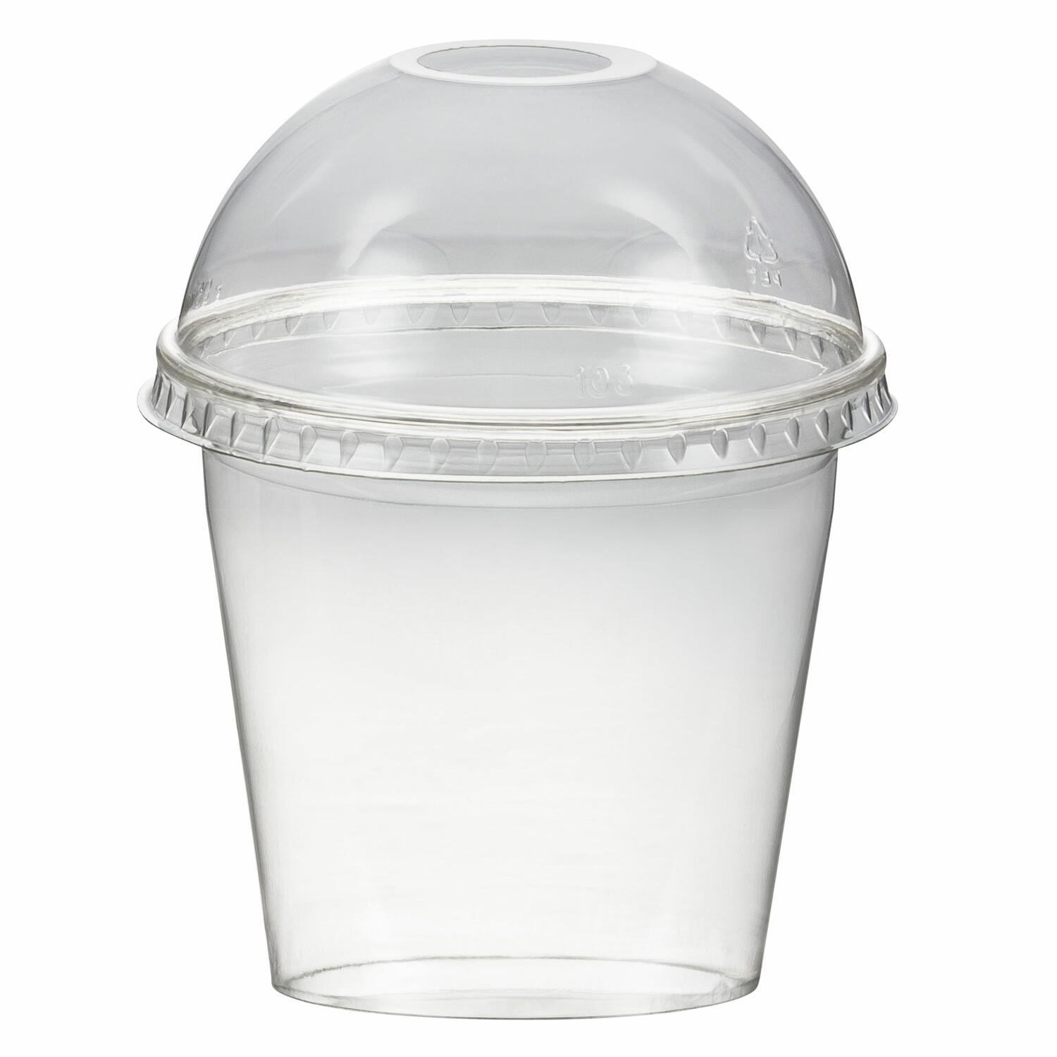 Smoothiebecher + Domdeckel mit Öffnung 250 ml, Ø 95mm, PET, glasklar, 50 Stk.