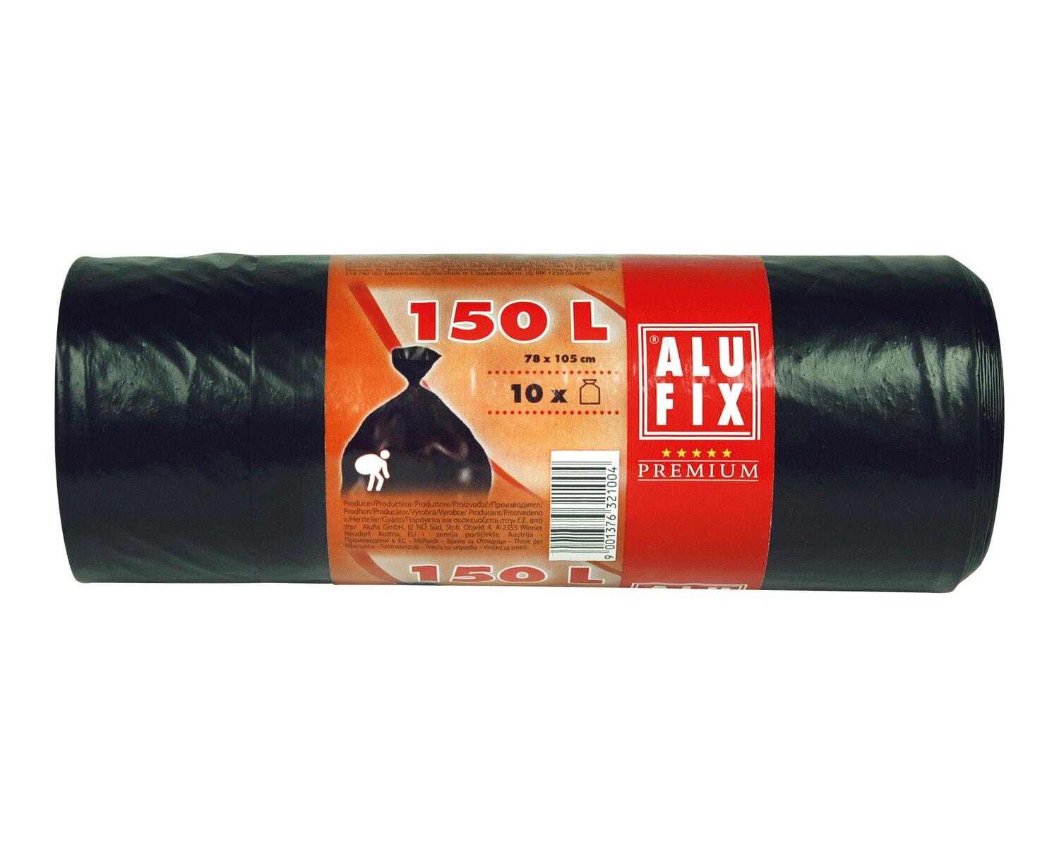 ALUFIX Mllscke Premium 150 L, HDPE 78x105 cm 37my, schwarz, 10 Stk.