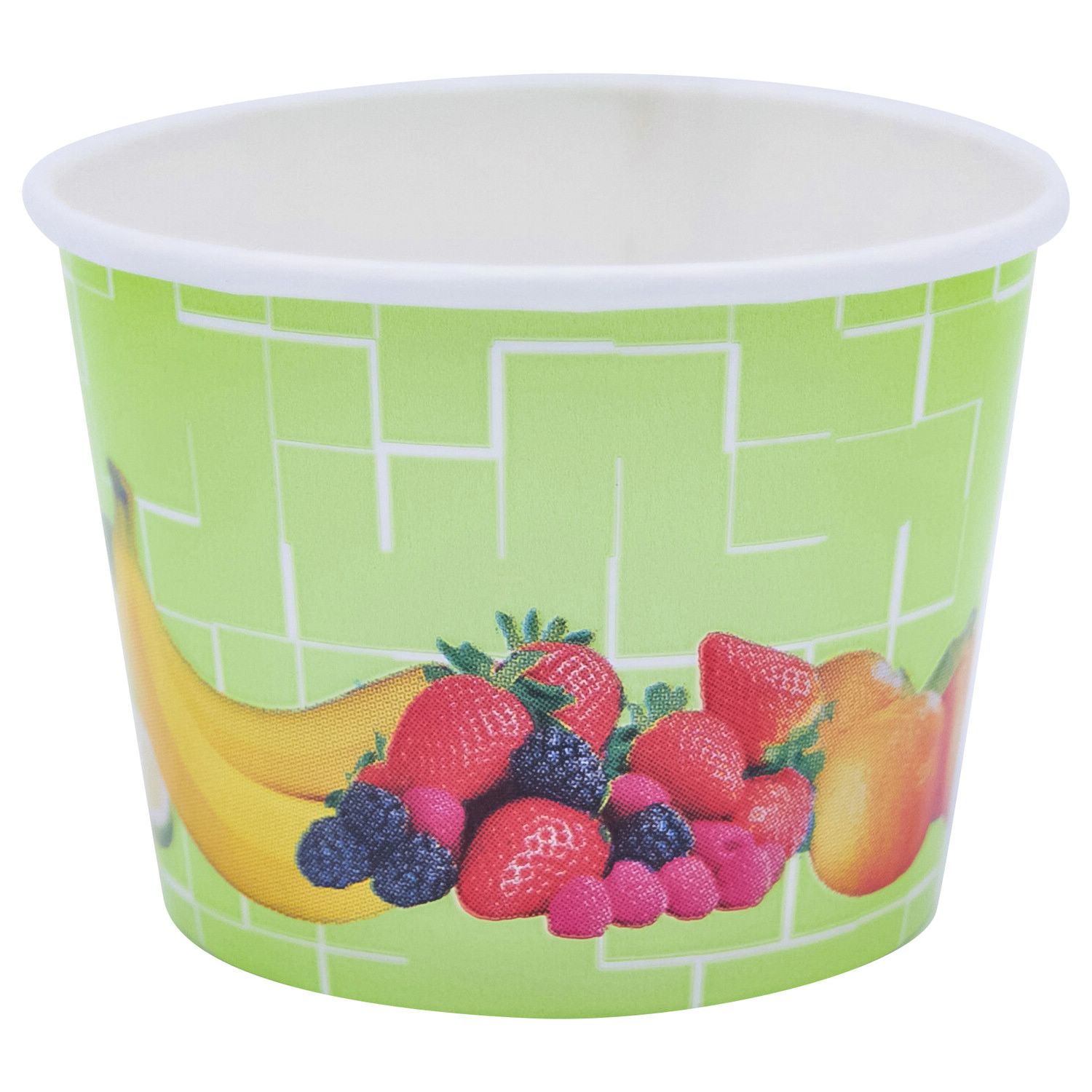 Eisbecher, Pappe rund 140 ml  73mm, Hhe 52mm, Fruchtreigen,  45 Stk.