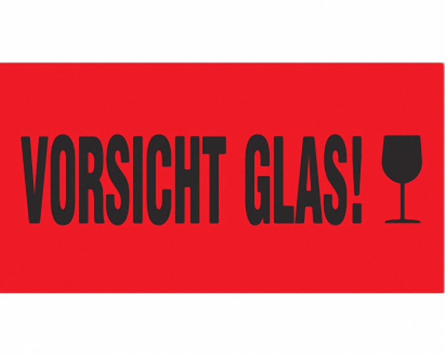 Hinweisetiketten Warnetiketten rot VORSICHT GLAS!, 145x76mm, 1000 Stk. - verpackungsteam.de