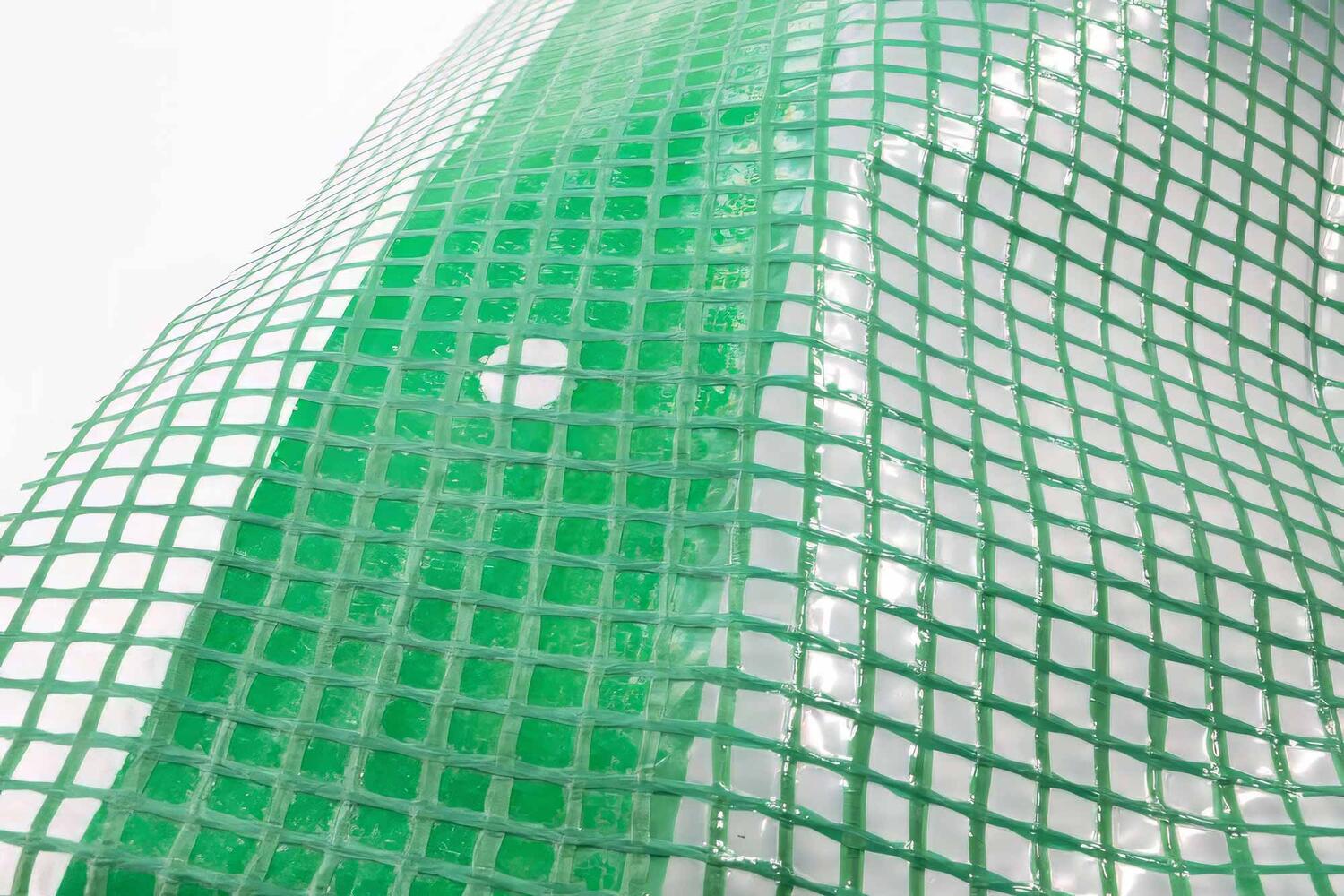 Gitterplane 2,00 x 10,00 m transparent mit grnem Gitter 250 g/m mit Nagelrand verstrkt gefaltet UV-stabil