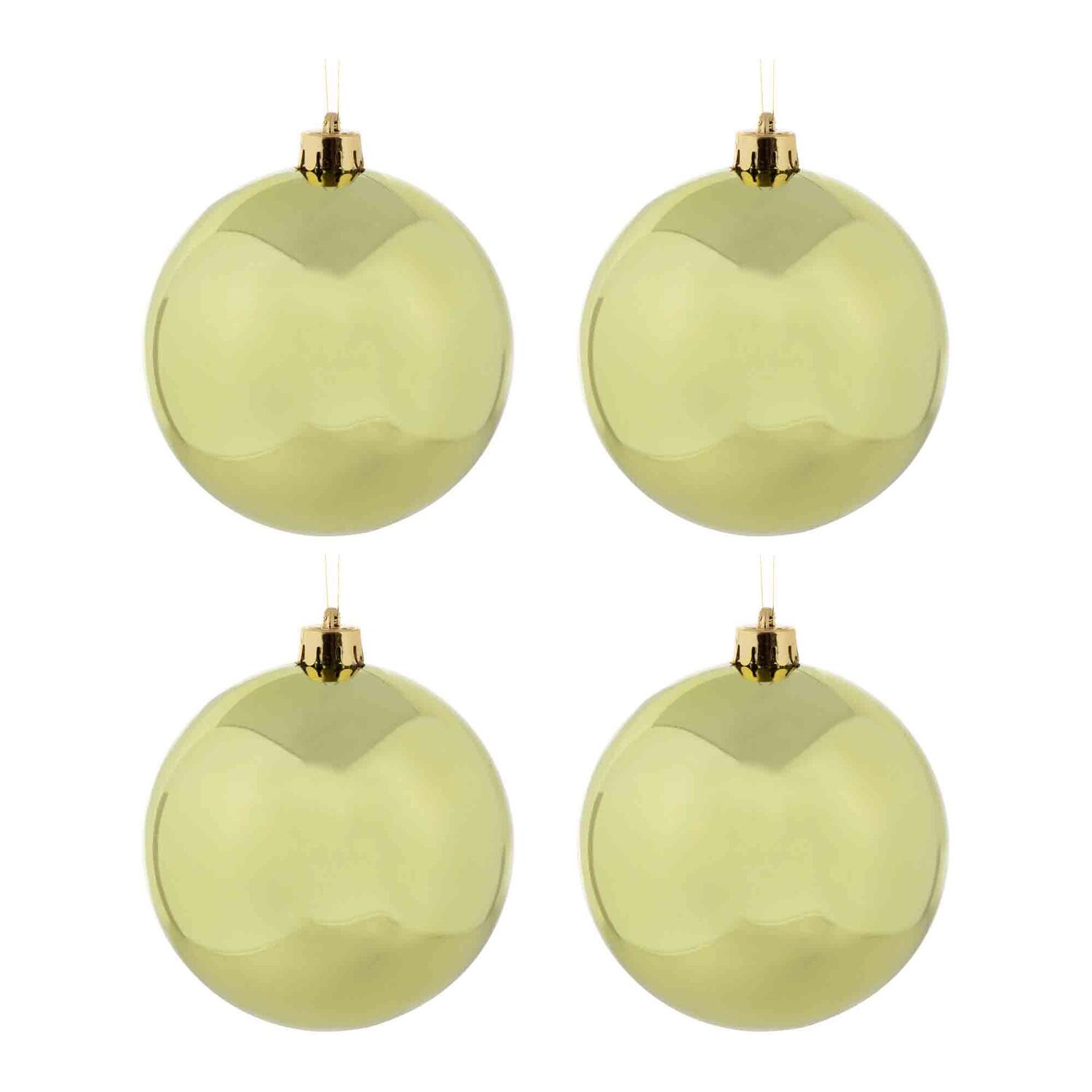 Weihnachtskugeln Christbaumkugeln aus Kunststoff limettengrün, Ø10cm, 4 Stk.