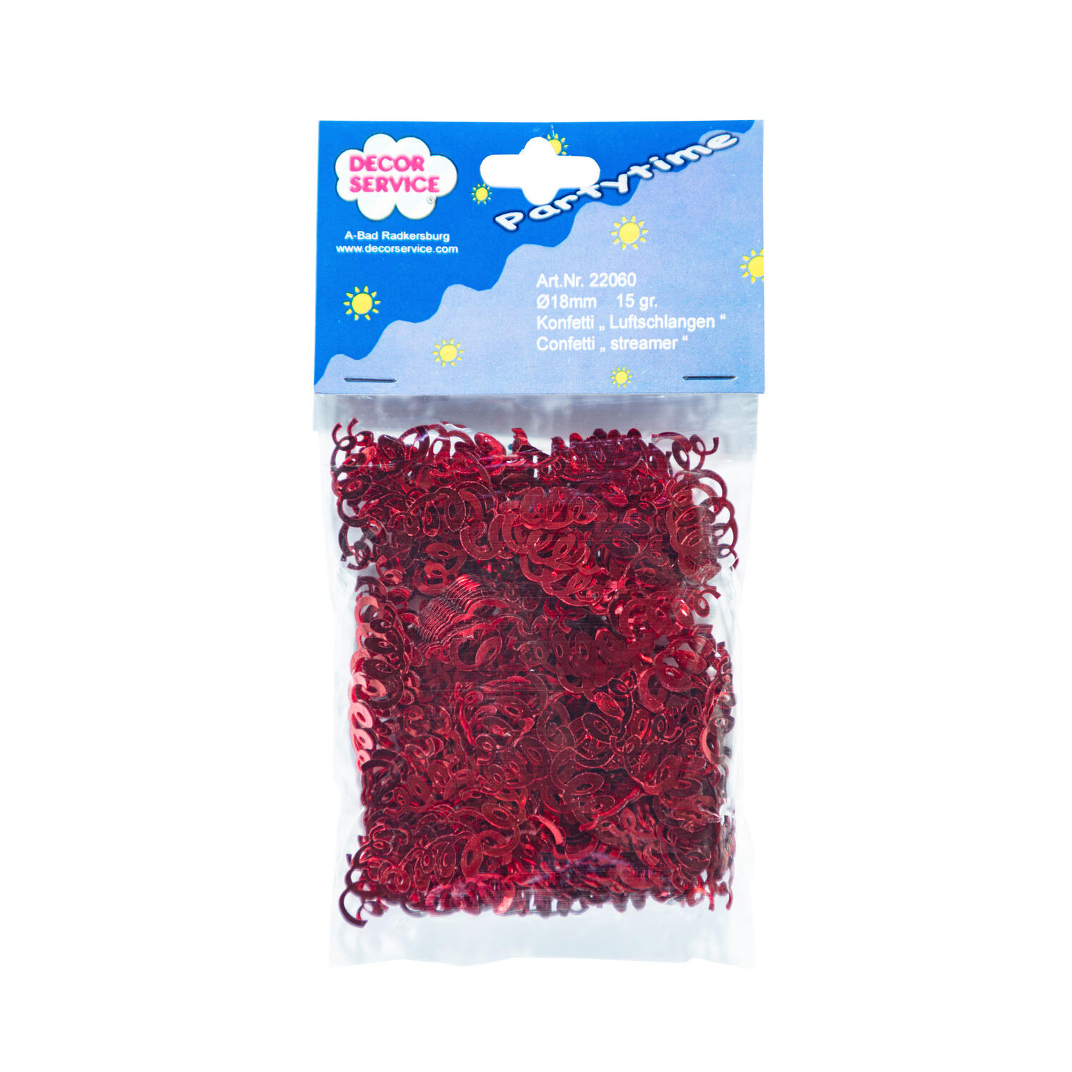 Metallkonfetti Luftschlangen, Metallic rot, 18mm, 15gr.