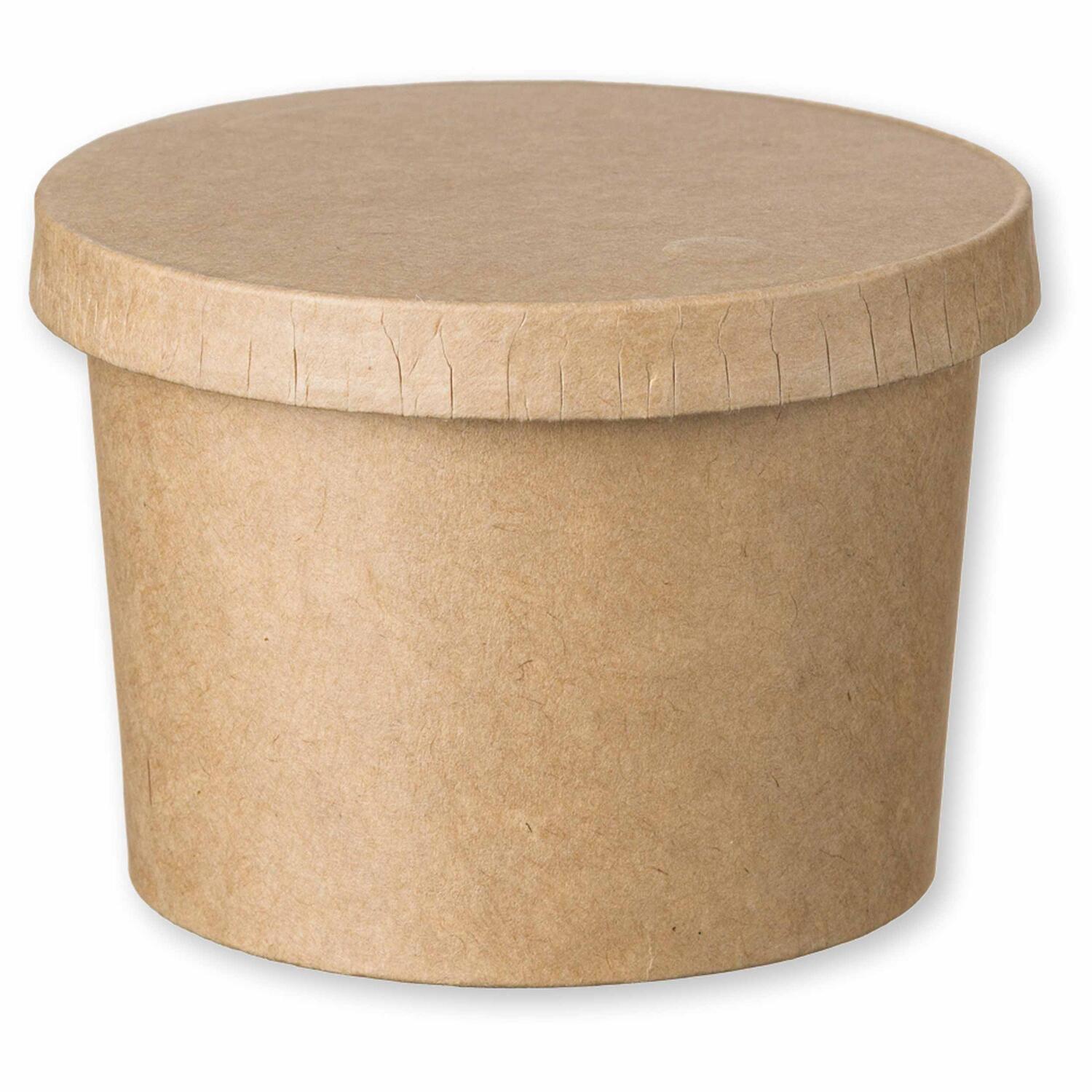 Eisbecher Feinkostbecher aus Kraftpapier FSC® rund 230ml braun mit Deckel, 50 Stk.