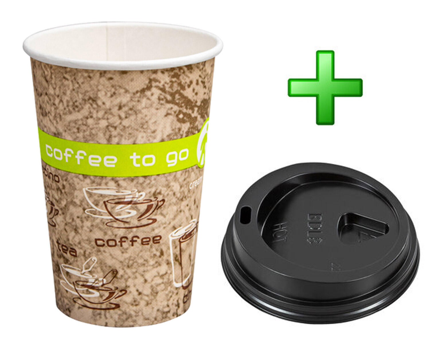 Kaffeebecher Coffee ToGo COFFEE DREAMS mit Deckel schwarz 10oz. 250 ml, 100 Stk.
