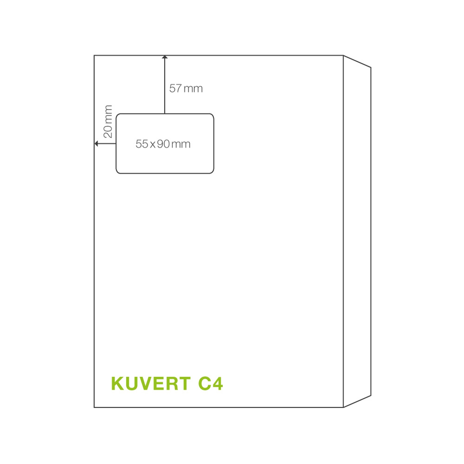 KI Fensterkuvert C4 229x324mm wei, 100 gr. Haftstreifen, 50 Stk.