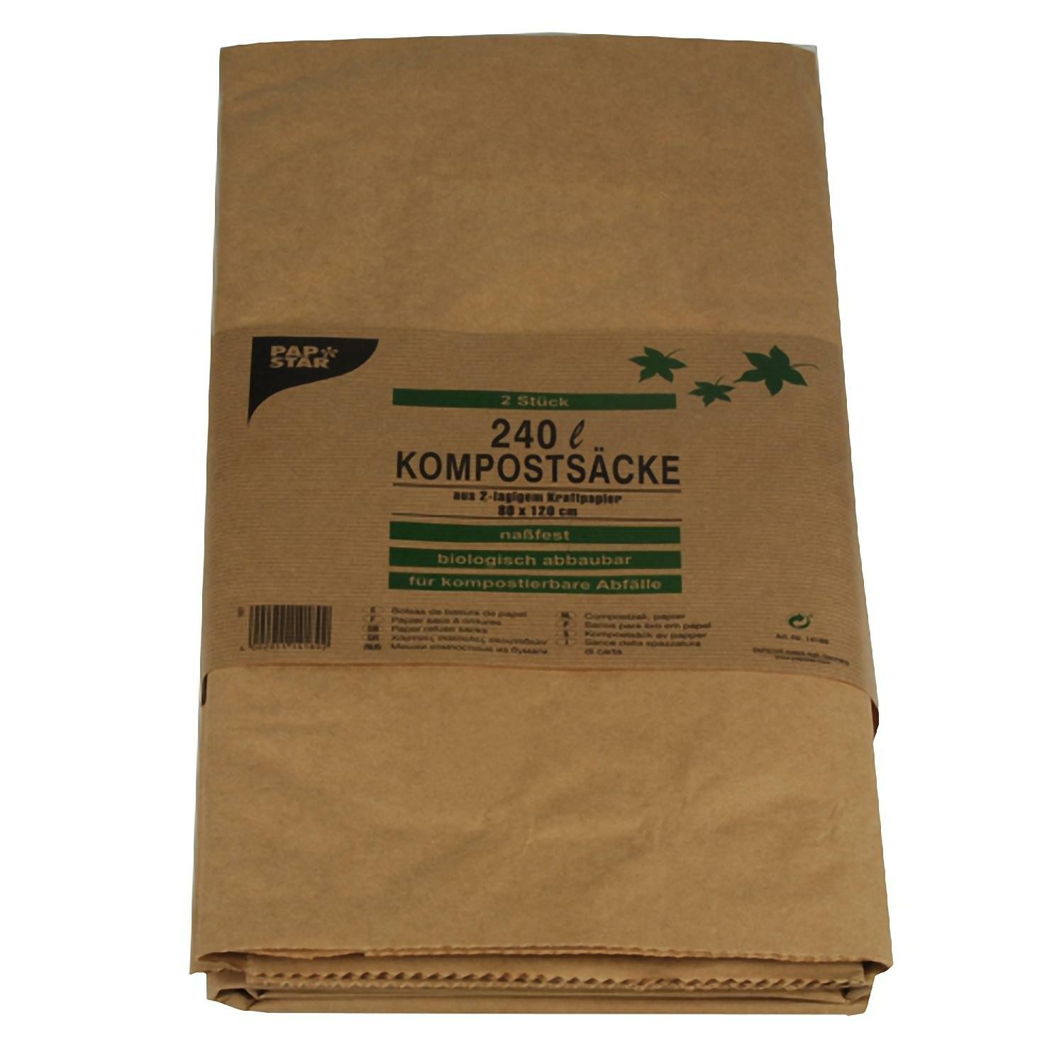 Kompostscke 2-lagiges Kraftpapier 240L 115 cm x 80 cm x 30 cm braun, 2 Stk.