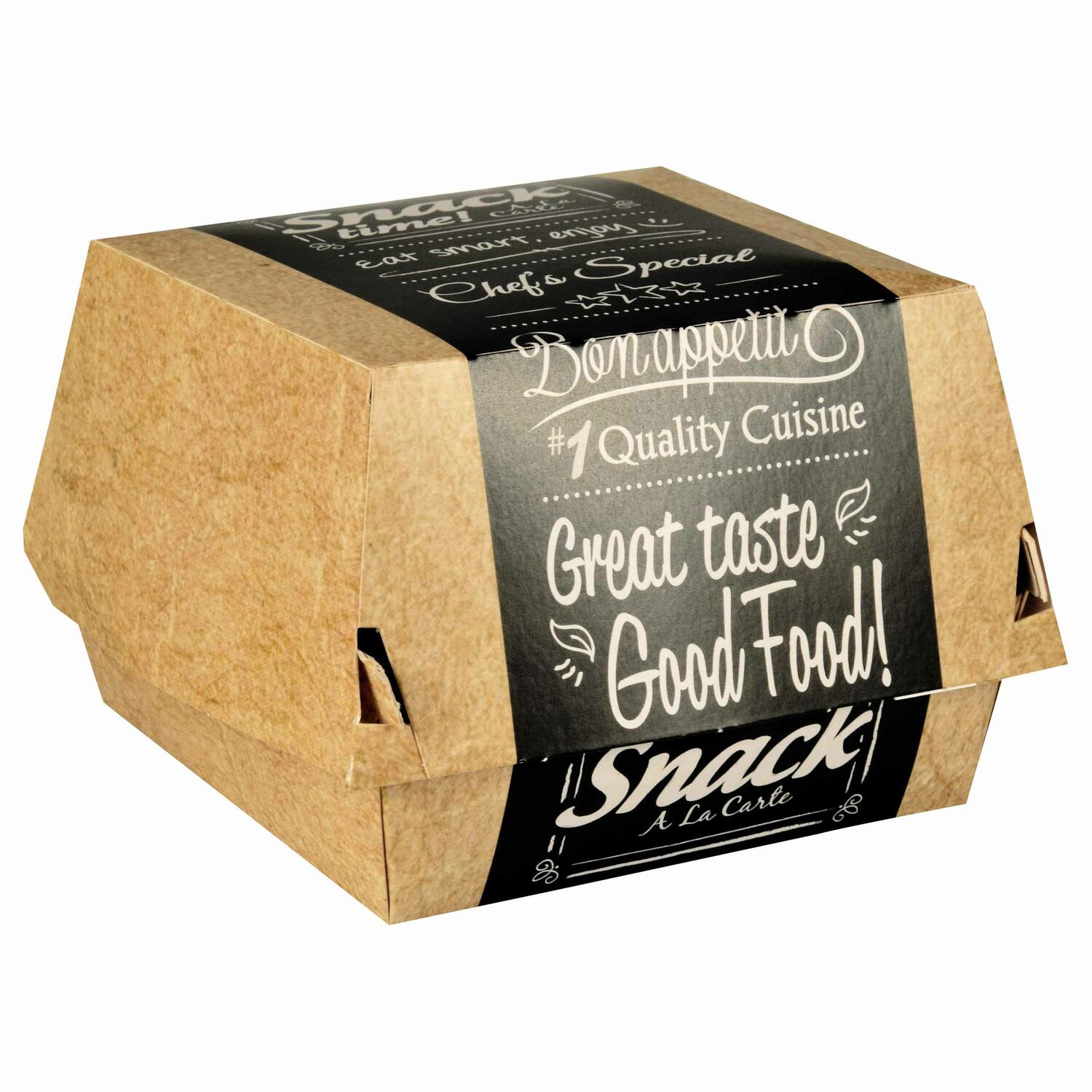 PAPSTAR Burgerboxen aus Pappe FSC 12,5 x 12,5 cm Good Food gro, 50 Stk.