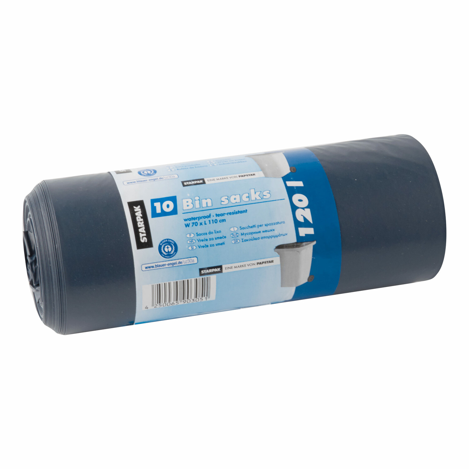 Mllscke LDPE blauer Engel 120 l 110 x 70 cm blau/schwarz, 10 Stk.