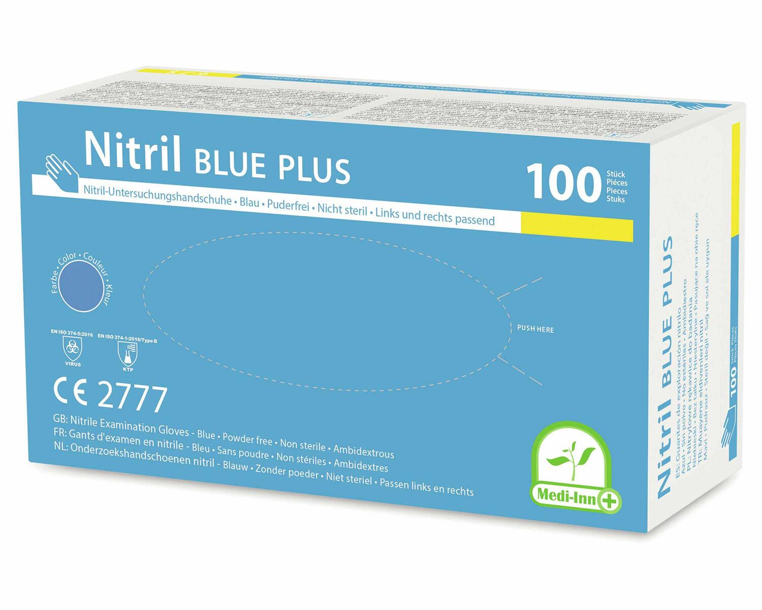 Einweghandschuhe Nitril puderfrei blau PLUS extrem stabil Größe M, 100 Stk.