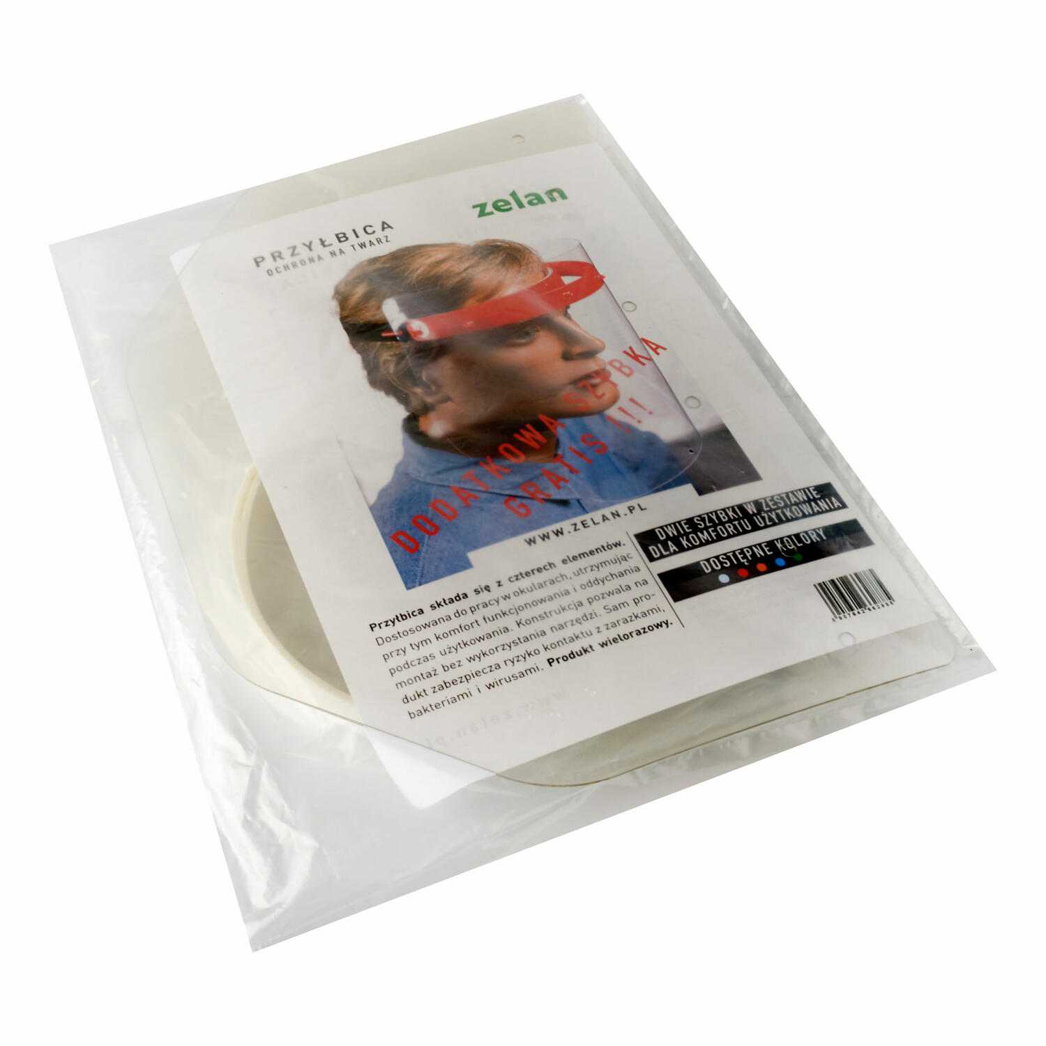 Gesichtsschutzmaske Schutzschild inkl. 2 Visiere, 25 cm, weiss, zum Selbstaufbau