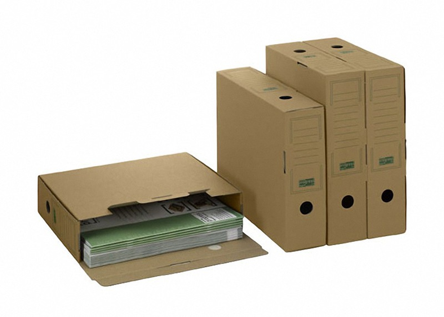 ARCHIV-ABLAGEBOX zum Aufbewahren von Ordnerinhalten, Listen  325x265x80mm, braun