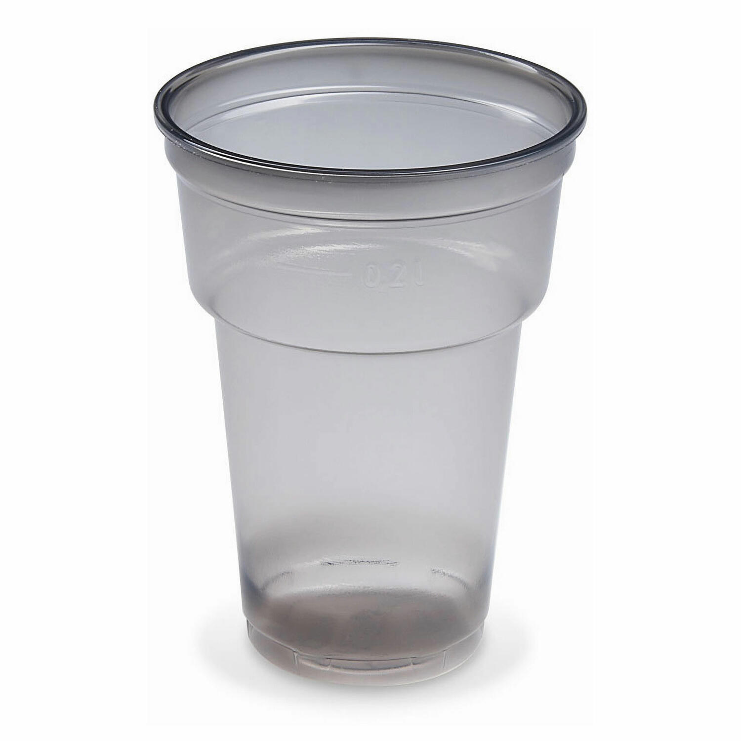 Mehrwegbecher Pfandbecher rauch-grau transparent PP Eichstrich 0,2 l  7,8 cm, 50 Stk.