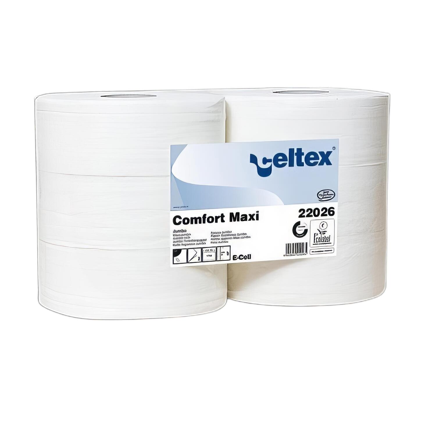 Celtex Mini Jumbo Toilettenpapier 2-lagig Zellstoff 9,2x18cm wei�, 6 Rollen je 160m