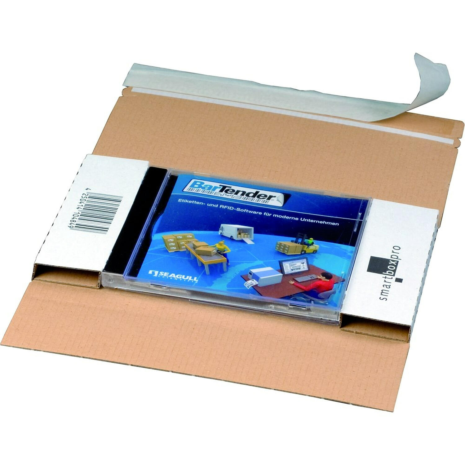 CD-Jewel-Mailer DIN Lang 225x125mm mit Fenster links | Selbstklebeverschluss & Aufreifaden fr 1 CD / DVD mit Hlle