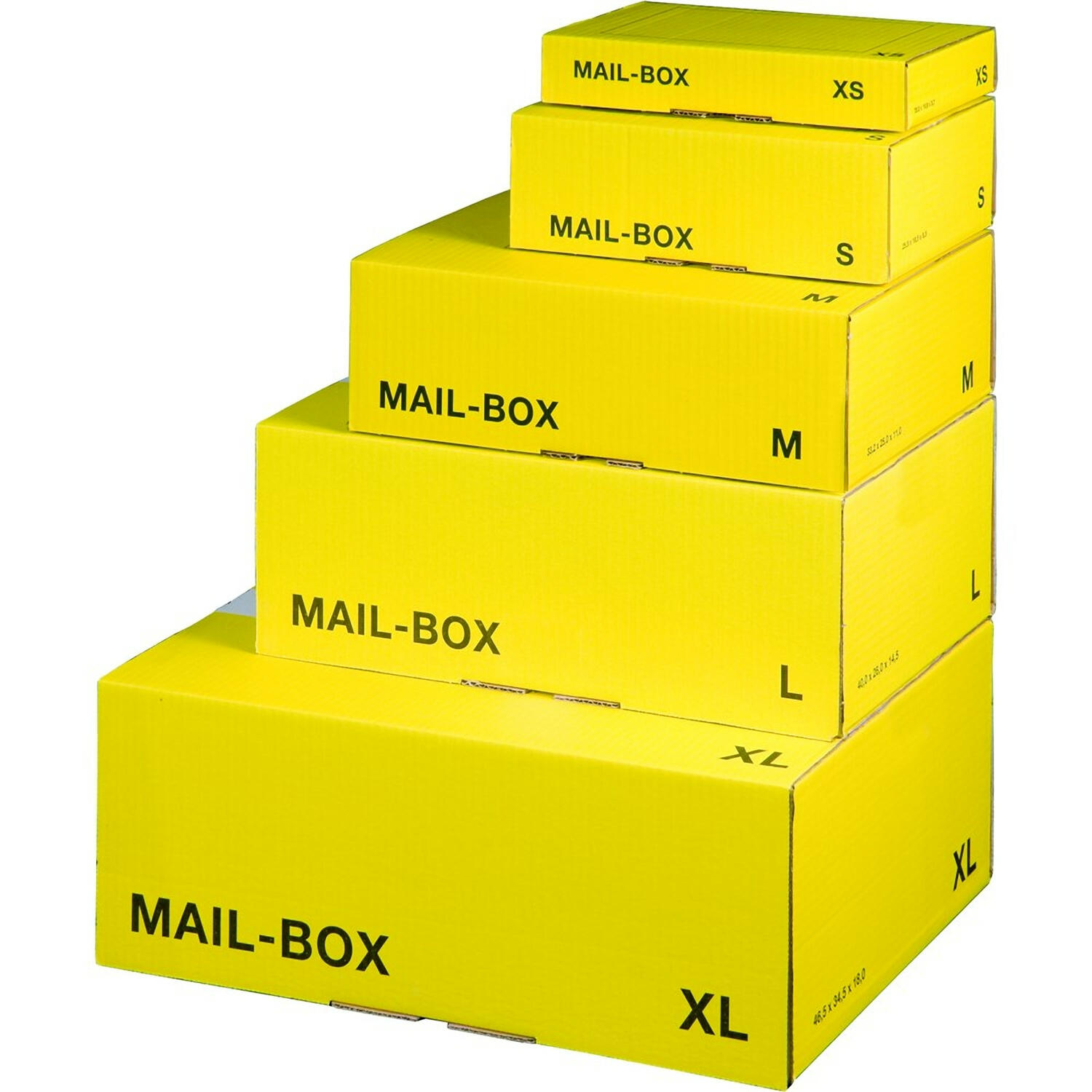 Versandkarton 460x333x174mm MAILBOX XL mit Steckverschluss wiederverschliebar gelb