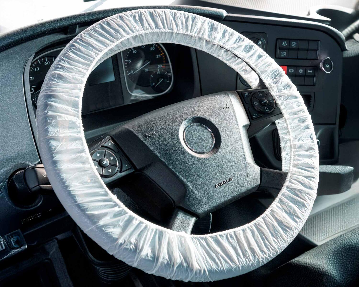 Lenkradschoner Einweg-Lenkradschutz mit Gummizug LKW wei  540-560 mm 30 my, 250 Stk.