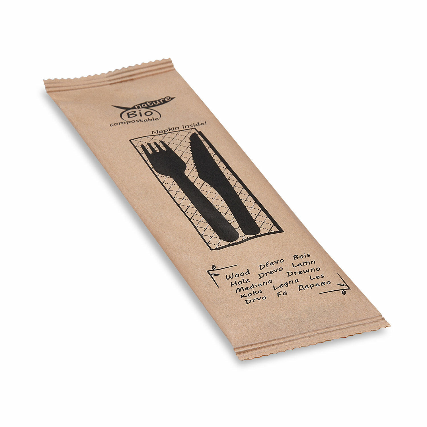 Bestecksets aus Holz biologisch abbaubar 4-teilig hygienisch verpackt, 50 Sets